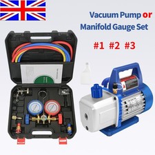 Vacuum Pump 4CFM 1/3 HP HVAC AC Refrigeration Kit 5PA Vacuum Manifold Gauge Set 