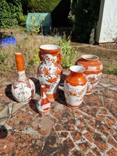 Job Lot 5 x Antique Japanese Kutani porcelain Signed vases Meiji 