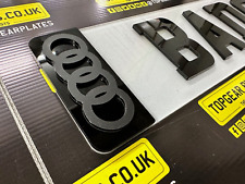 2x 4D Acrylic Stylish Car Van Number Plate Audi Black Matte Stickers Side Badges