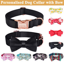 Personalised Dog Collar with Bow Engraved Name ID Tag Small Medium Large Poodle