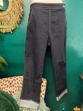 Hell Bunny Jeans UK 14 W32 Turn Ups Navy Blue Rockabilly Pin Up