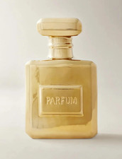 Giant Parfum PERFUME Shaped Coin Bank Bottle Ceramic  Gold Paint TIDY RARER LOOK