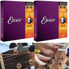2PACK Elixir Nanoweb Phosphor Bronze 11-52 Acoustic Guitar Strings Light NN3