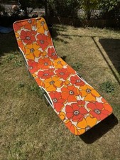 Vintage Garden Sun Lounger Retro Floral Folding SunBed Camper Camping 60s  1970