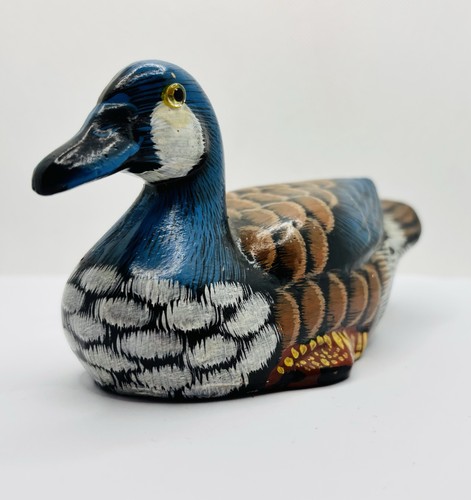 Vintage duck handpainted blue - handpainted,