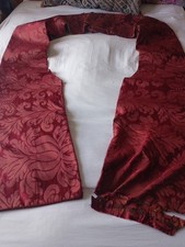 Long Dark Red Damask-Look Satin Antique Pelmet. For Repair/Repurpose. Dramatic