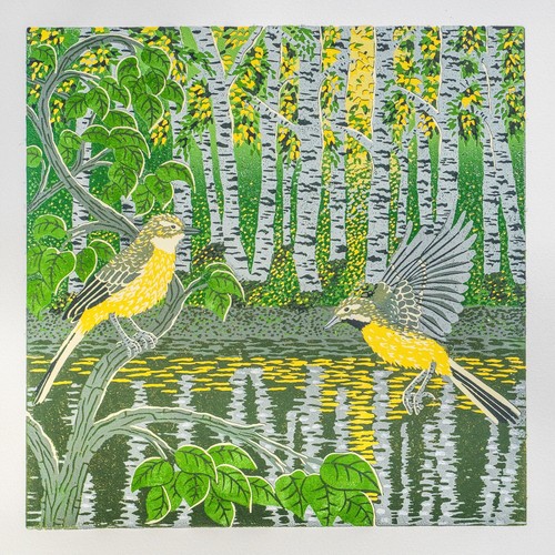 Lino print art birds - lino,