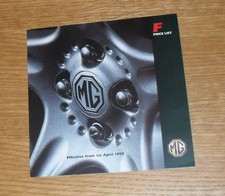 MG MGF Price List 1998 - 1.8i & 1.8i VVC