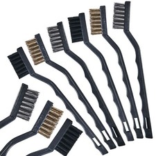 6 PIECE SMALL WIRE BRUSH SET BRUSHES STEEL BRASS NYLON METAL RUST PAINT REMOVER