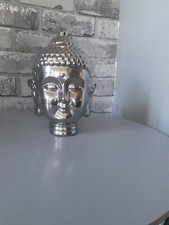 CERAMIC SILVER BUDDAH HEAD ORNAMENT