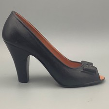 Ceramic heeled shoe, peep toe & bow, studio pottery, Tony boots, great display