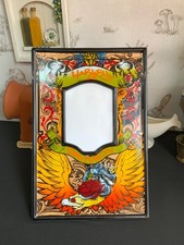 Rare Harley Davidson ceramic photo frame tattoo, graffiti style by Russ Berrie