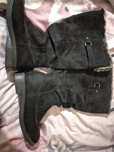Black sude boots - black,