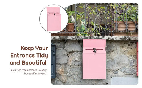 Wall mounted mailbox - mounted, pink