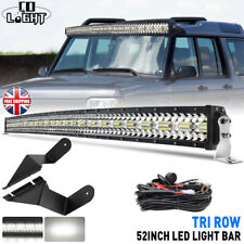 3-Row 52'' Curved Led Light Bar+Brackets+Wire Fit For Land Rover Discovery 1 & 2