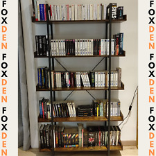 Large Heavy Duty Bookcase Storage Rack Rustic Industrial Bookshelf Steel Frame