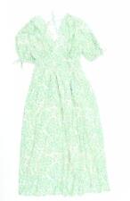 Marks & Spencer Womens Green Viscose Blend Trapeze & Swing Size 8 V-Nec