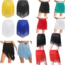 Womens Latin Dance Brief Tassel Skirts Shorts Tango Unitard Lyrica Mini Skirt