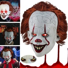 Latex IT Clown Halloween LED Masks Full Head Joker Pennywise Cosplay Costume NEW