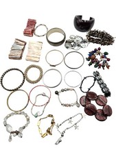 Costume Jewellery Bracelets Bangles x 25 Assorted Mixed Metal  Wood Plastic 735g