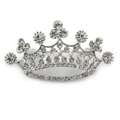 Clear crystal crown brooch - crown, in