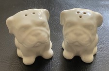 Pug Bulldog White Ceramic Salt