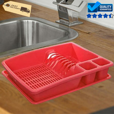 Plastic Dish Drainer Rack with Tray Large Kitchen Sink Cutlery Plate Bowl Holder