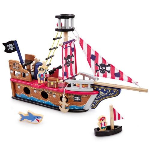 Wooden pirate ship playset - wooden,