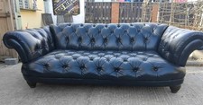 TETRAD OSKAR GRAND CHESTERFIELD BLACK ANTIQUE LEATHER 3/4 SEATER Free ?