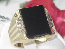 Mens gold onyx ring black