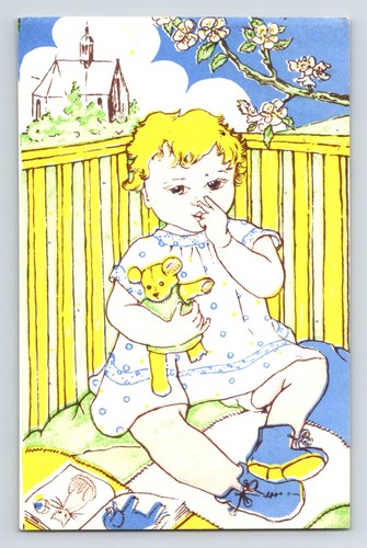 Children teddy bear postcard - children:,