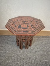 Early 20C Burmese Lacquerware Octagonal Folding Chai Table, Medium Size, VGC