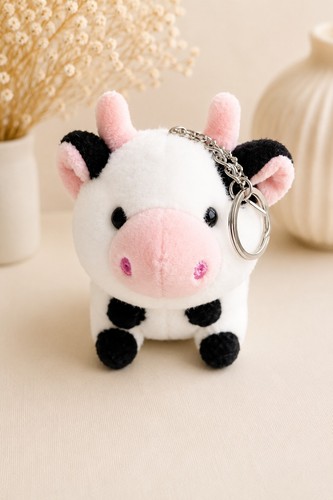 Cute plush cow - plush, keychain
