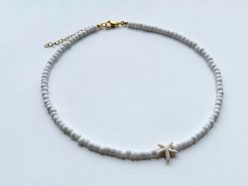 White starfish choker - starfish, seed