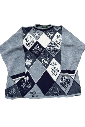 Vintage 80s argyle knitted - vintage,