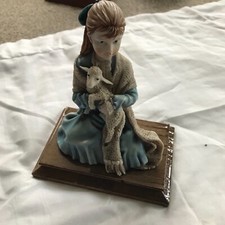Dear Girl With Lamb Sculpture Figurine by A.Belcari - Made in Italy - RARE