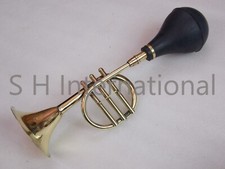 Vintage Antique Style Brass & Rubber Bulb Circular Horn For Old Car Taxi Decor