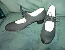 NEW DANCEWEAR OF EDINBURGH BLACK CANVAS CUBAN HEEL TAP SHOES UK 2.5