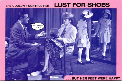 Postcard ladies shoe lust - ladies,