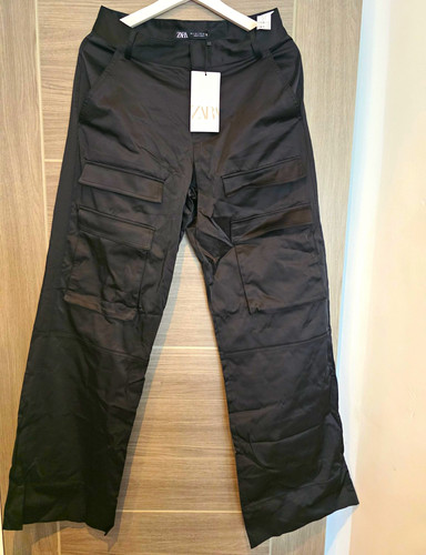 Zara black cargo - zara, trousers