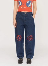 LAZY OAF Sold Out Oversized Barrel Leg Indigo Jeans Sz 32”