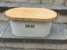 Typhoon Vintage Copper Bread Bin In Cream with Wood Cutting Board Top Lid VGC