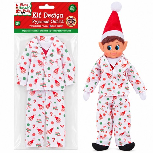 Naughty elf white pyjamas - naughty,