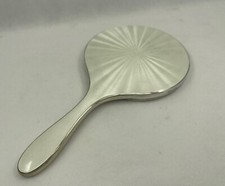 Vintage London 1967 Sterling Silver Enamel Hand Mirror by Garrard & Co
