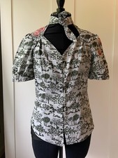 Laura Lees For Top Shop Quirky Tree Print Embroidered Blouse M