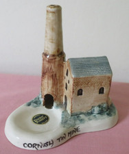 RETRO CORNWALL DUCHY POTTERY - CORNISH TIN MINE - SMOKE CHIMNEY- ORIGINAL LABEL