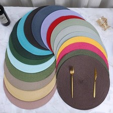 Woven Table Place Mats Large Round Place Mat Dining Tableware Washable
