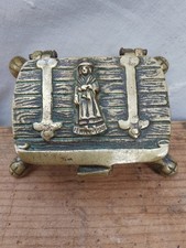 1930's Peerage Brass Match Holder Hinged Lid Chest Welsh Jenny Jones