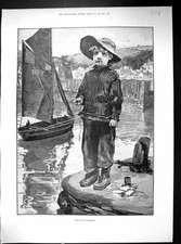 Old 1893 Little Fisherman Boy Boat Rev. Canon Wade John Horniman Abel 19th