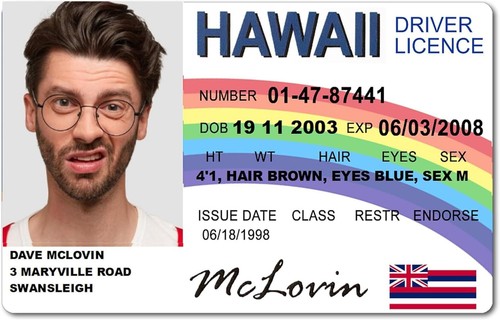 Mclovin novelty fake driving - novelty,